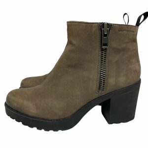 Vagabond Taupe Distressed Motor Heeled Ankle Boots